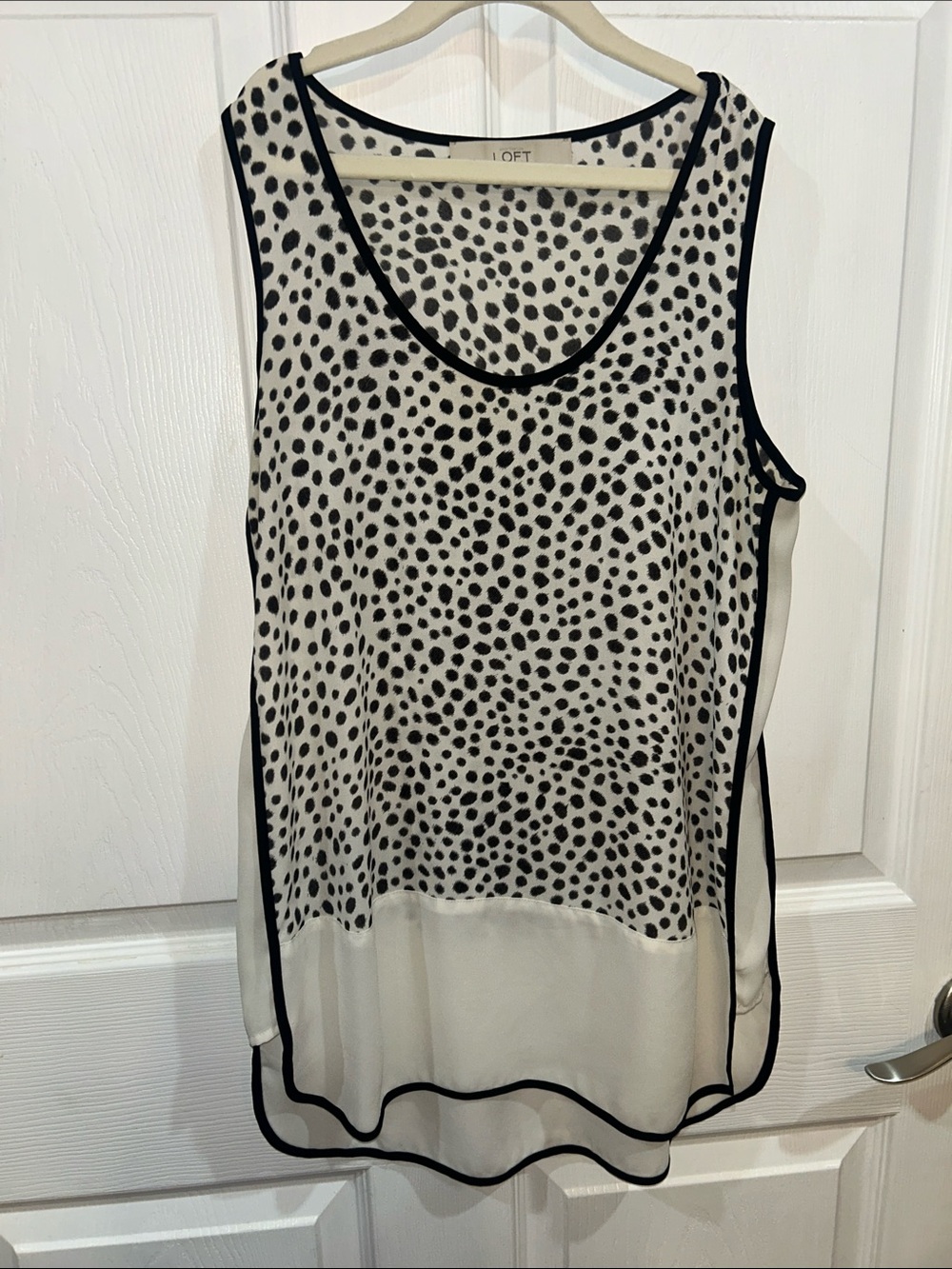 LOFT Black & White Dalmatian-Style Sleeveless Tank